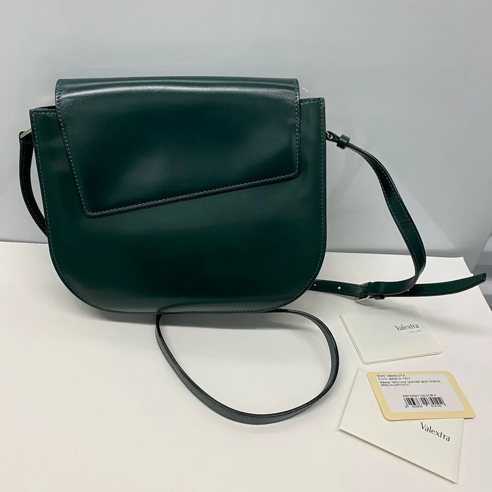 NWT VALEXTRA green LEATHER TWIST CROSSBODY handbag bag - Picture 6 of 14